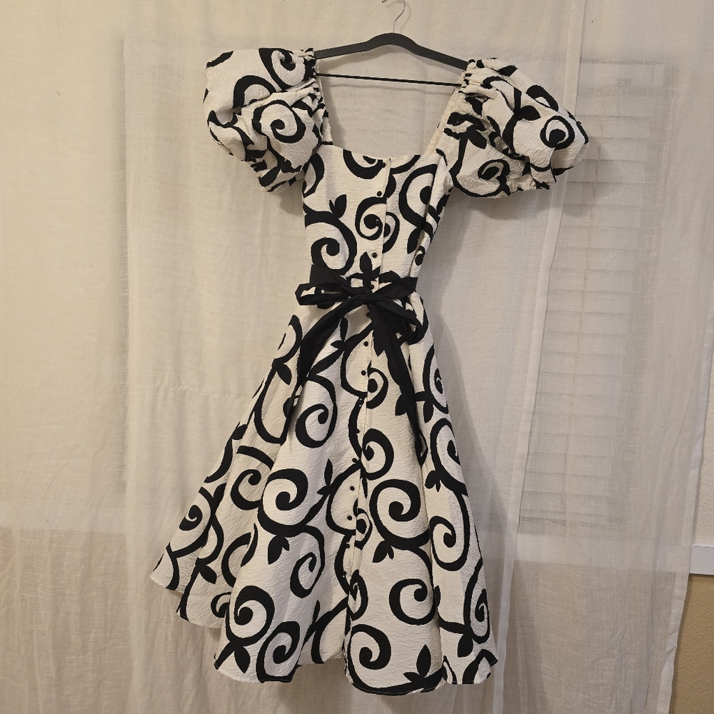 Rodarte 2020 Runway Dress Black And Whote Swirl Design - Picture 7 of 12